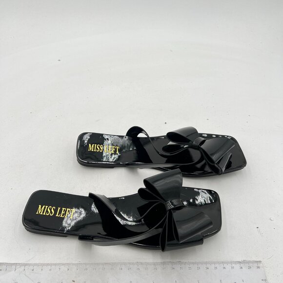 Miss Left Women Versatile Open Square Toe Flip Flops Double Bowknots Slip On Tho - Picture 3 of 7